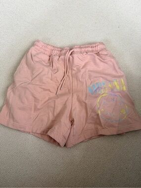 NIRVANA Pastel Pink Graphic Athletic Lounge Shorts